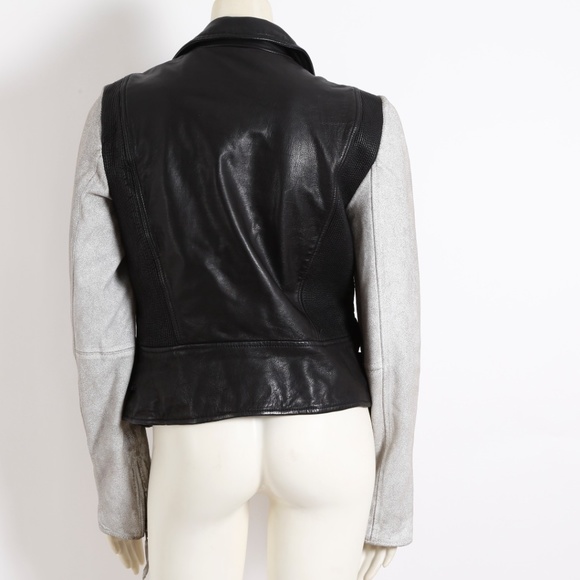 ALL SAINTS Black Leather Suede Gray Biker Jacket - Picture 3 of 13